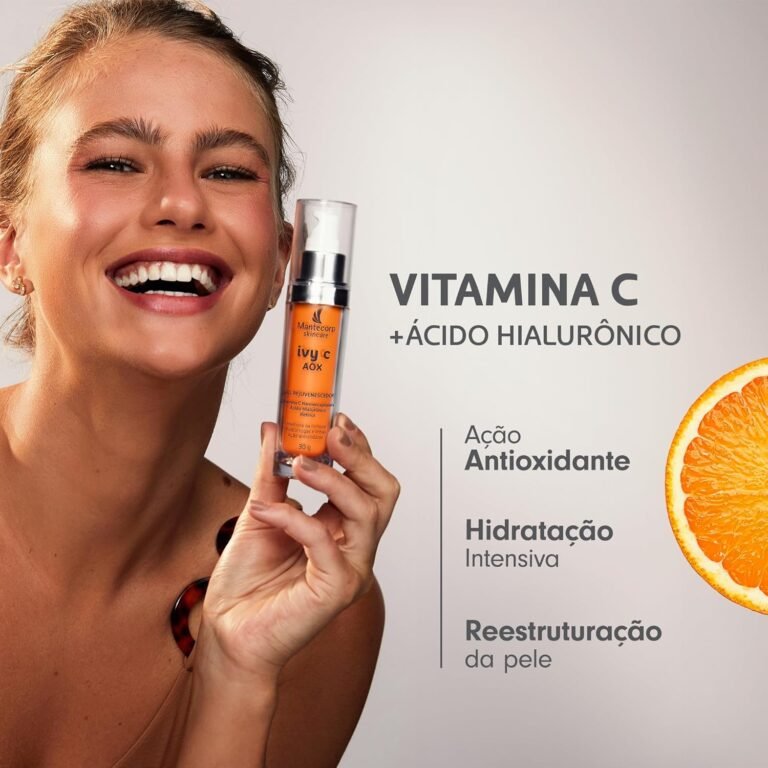 MANTECORP - Gel Rejuvenescedor Facial Ivy C AOX - Vitamina C Pura Nanoencapsulada, Ácido Hialurônico e Retinol, Redução