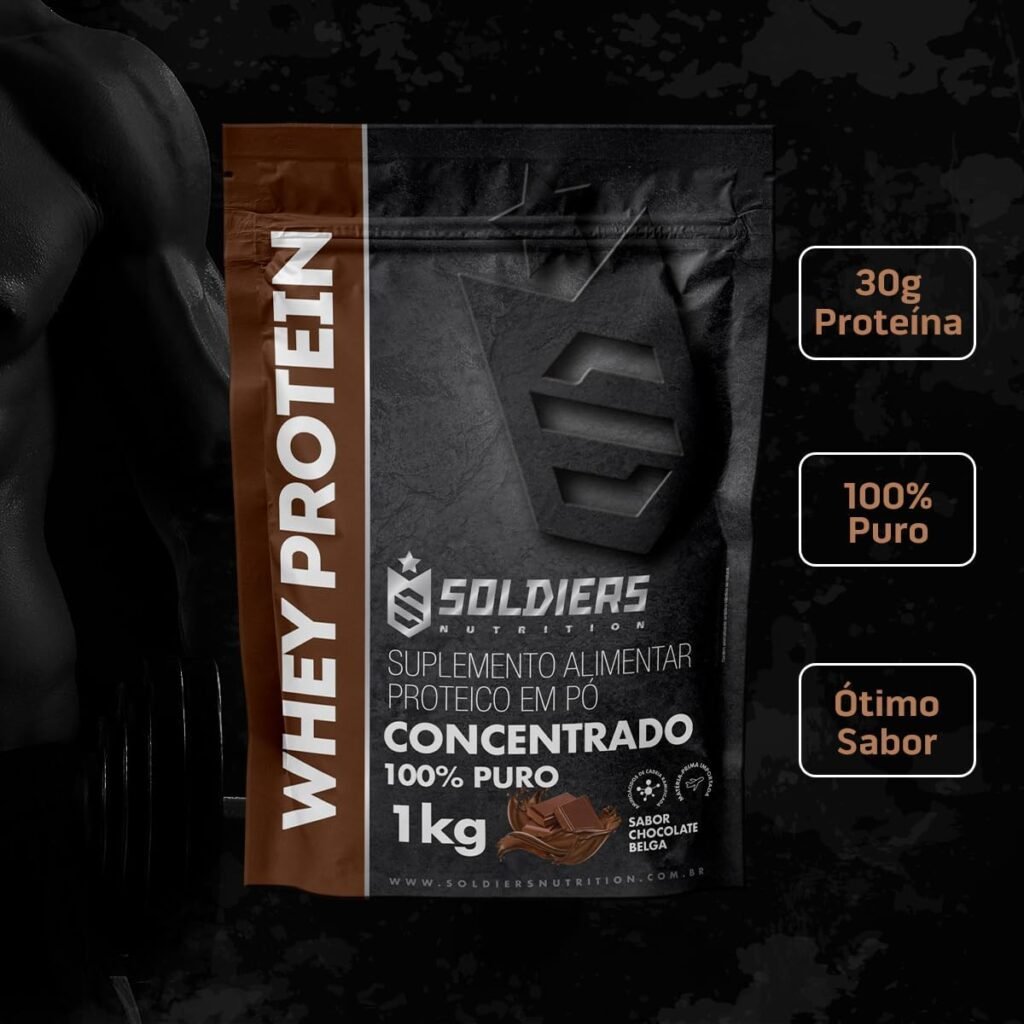 Whey Protein Concentrado 1Kg - Chocolate Belga - Importado - Soldiers Nutrition