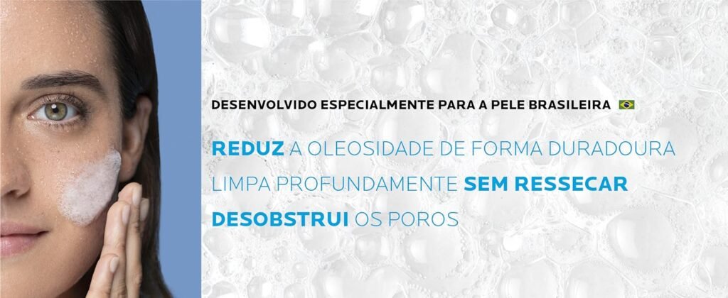 Gel de Limpeza Facial. Limpa a Pele Profundamente Reduzindo a Oleosidade e Lesões Acneica