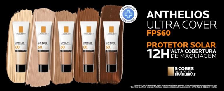 La Roche-Posay, Ultra Cover, Protetor Solar com Cor e Performance de Maquiagem, 12h de cobertura de base em uma única camada, Textura Fluida, Oil free, Toque Seco, FPS60