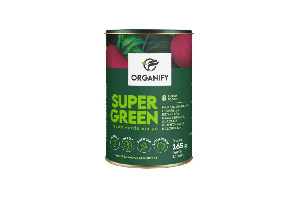 Organify SUPERGREEN Suco verde em pó Libera toxinas Fibras Energia Imunidade
